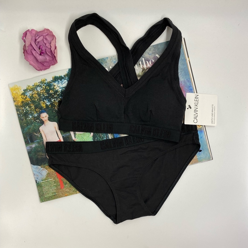 NEW Calvin Klein Lightly lines monochrome Bralette Bikini Set